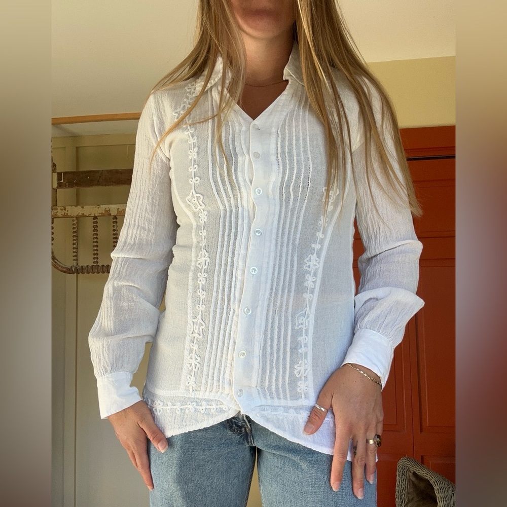 White Embroidered Women's Top